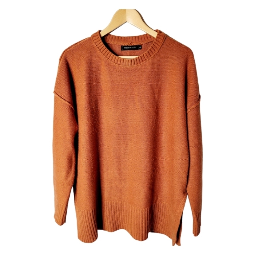 Merokeety Burnt Orange Crew Neck Sweater Size Large New without Tags
